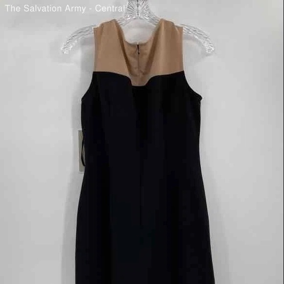 Chic Black and Tan Asymmetrical Sheath Mini Dress - Picture 2 of 3